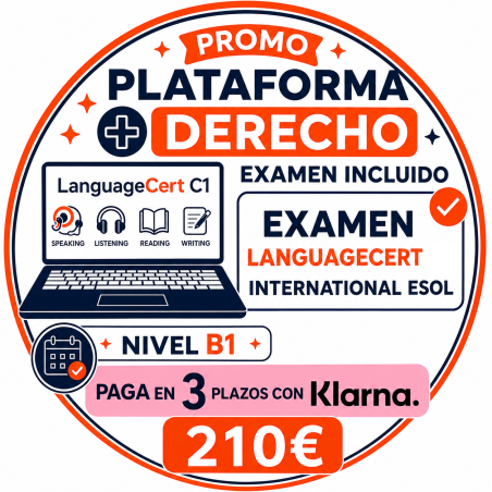 Nivel B1 Derecho Examen Languagecert + Plataforma / Pagos Klarna