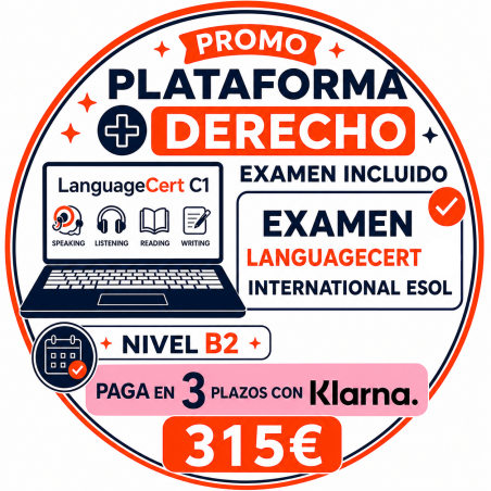 Nivel B2 Derecho Examen Languagecert + Plataforma / Pagos Klarna
