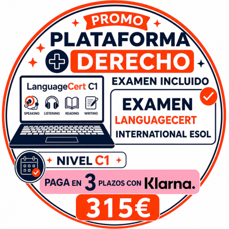 Nivel C1 Derecho Examen Languagecert + Plataforma / Pagos Klarna