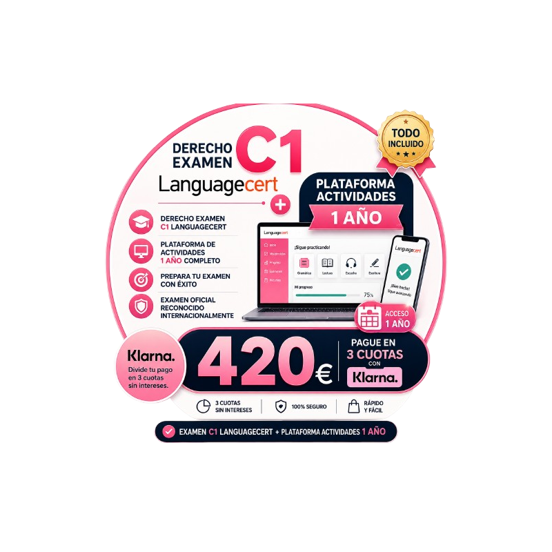 Nivel C1 Derecho Examen Languagecert + Plataforma 1 año / Klarna