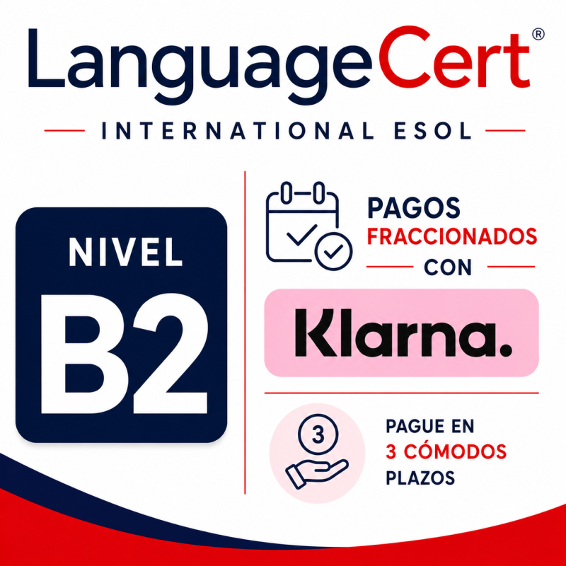 Examen Completo B2 – Languagcert IESOL / Pagos 3 cuotas Klarna