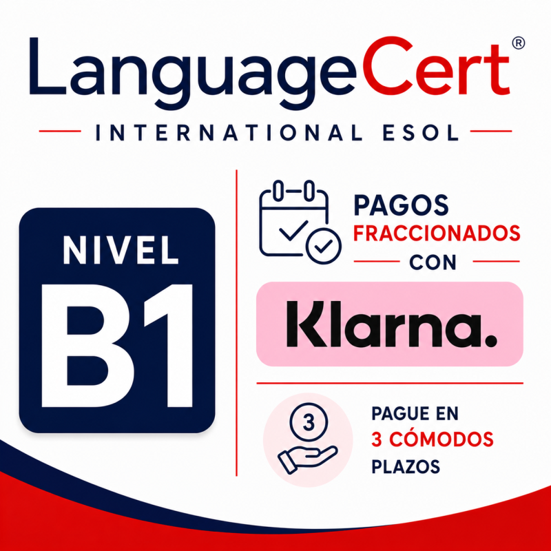 Examen Completo B1 – Languagcert IESOL / Pagos 3 cuotas Klarna