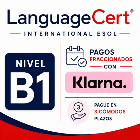 Examen Completo B1 – Languagcert IESOL / Pagos 3 cuotas Klarna