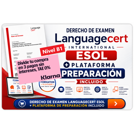 Nivel B1 Derecho Examen Languagecert + Plataforma 60 días / Pagos Klarna