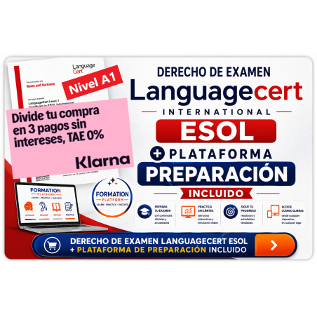 Nivel A1 Derecho Examen Languagecert + Plataforma 60 días / Pagos Klarna