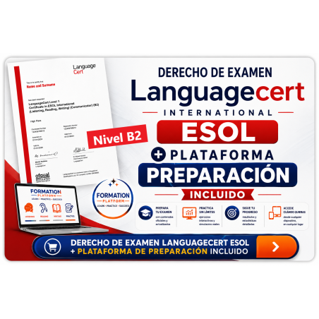 Nivel B2 Derecho Examen Languagecert + Plataforma 90 días / Pagos Tarjetas